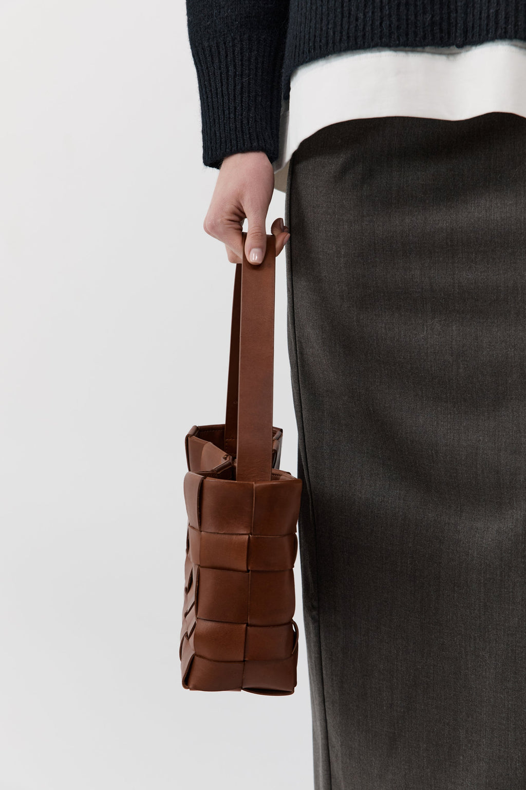 St. Agni Woven Mini Tote - Chestnut