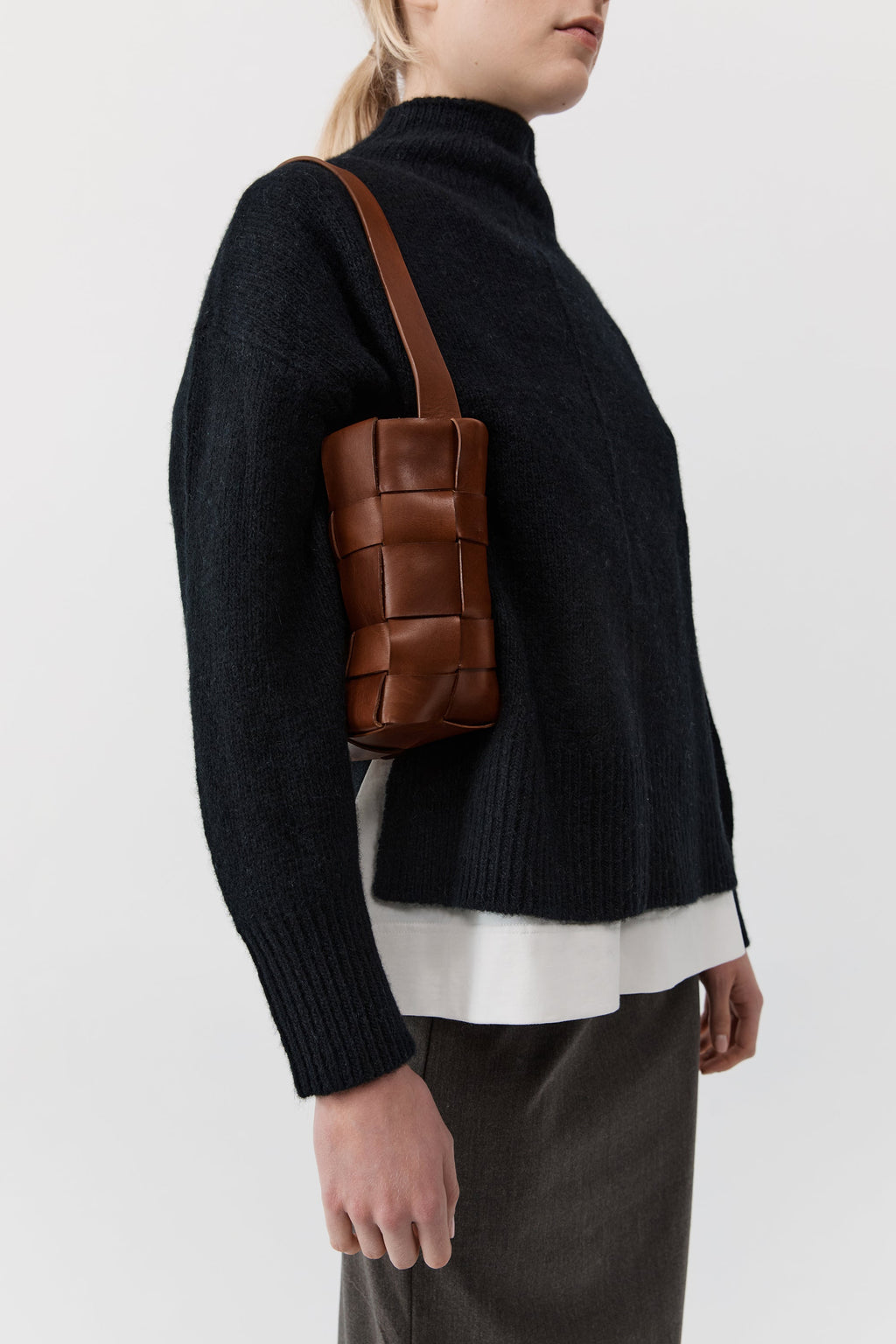 St. Agni Woven Mini Tote - Chestnut