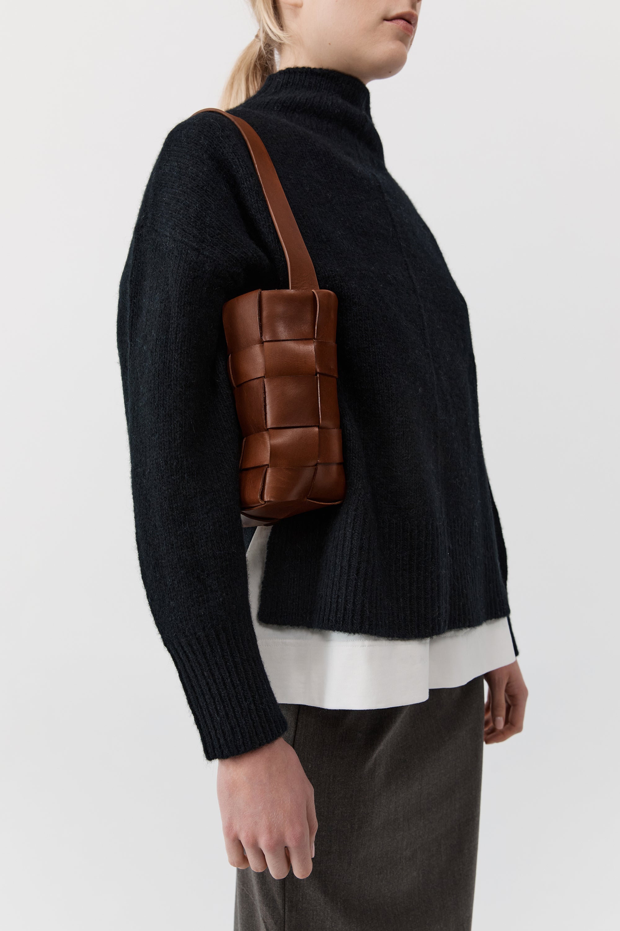 St. Agni Woven Mini Tote - Chestnut