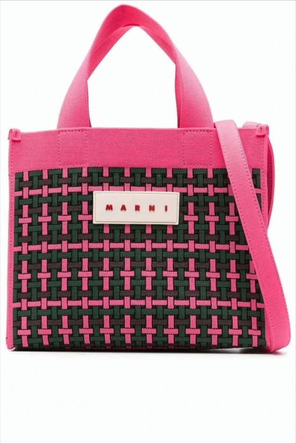 Marni Woven Rectangular Tote Bag - White