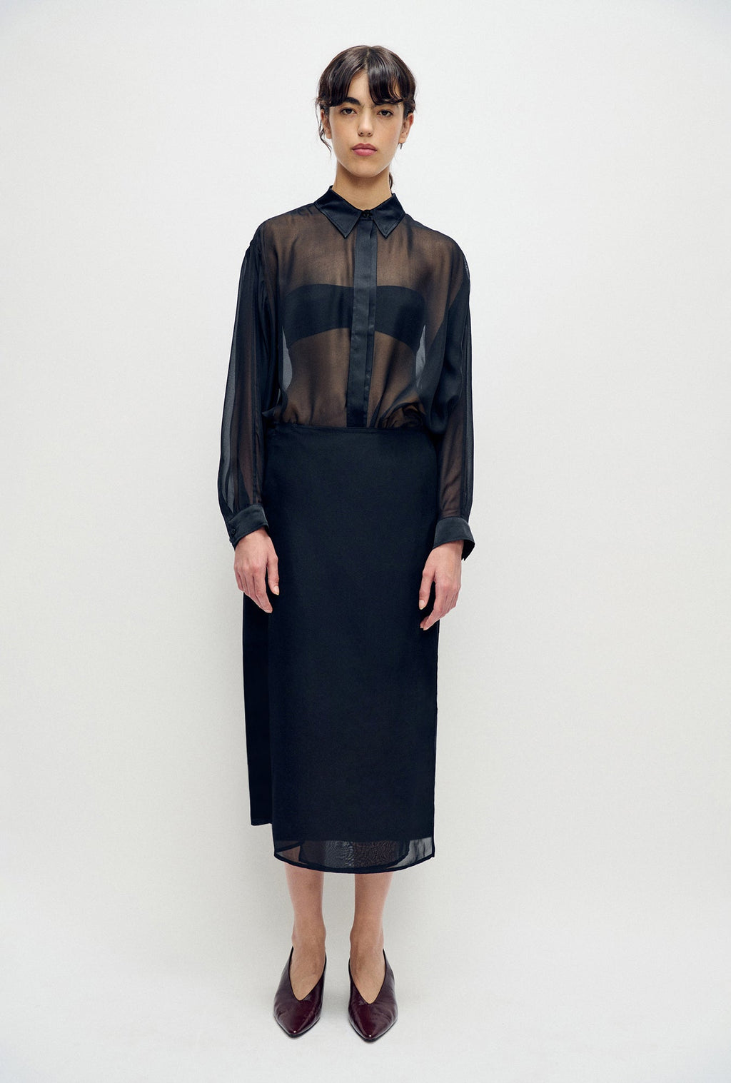 Silk Laundry Wrap Skirt - Black