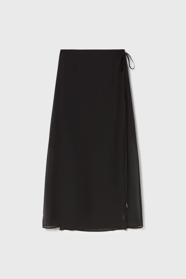 Silk Laundry Wrap Skirt - Black