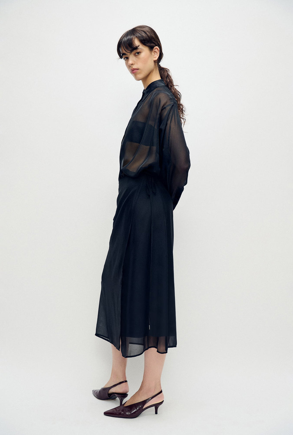 Silk Laundry Wrap Skirt - Black