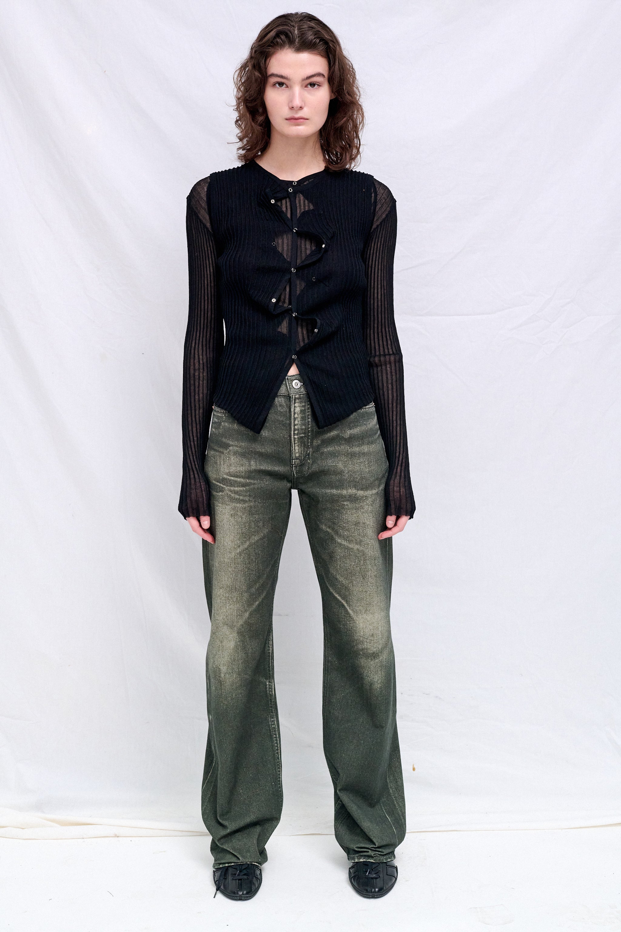 Wynn Hamlyn Black Double Up Rib Cardigan