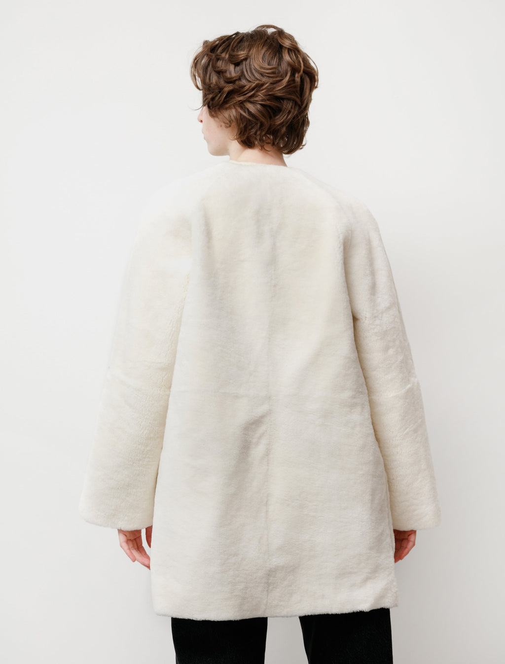 Y's by Yohji Yamamoto Reversible Enamel Shearling Coat - bLACK