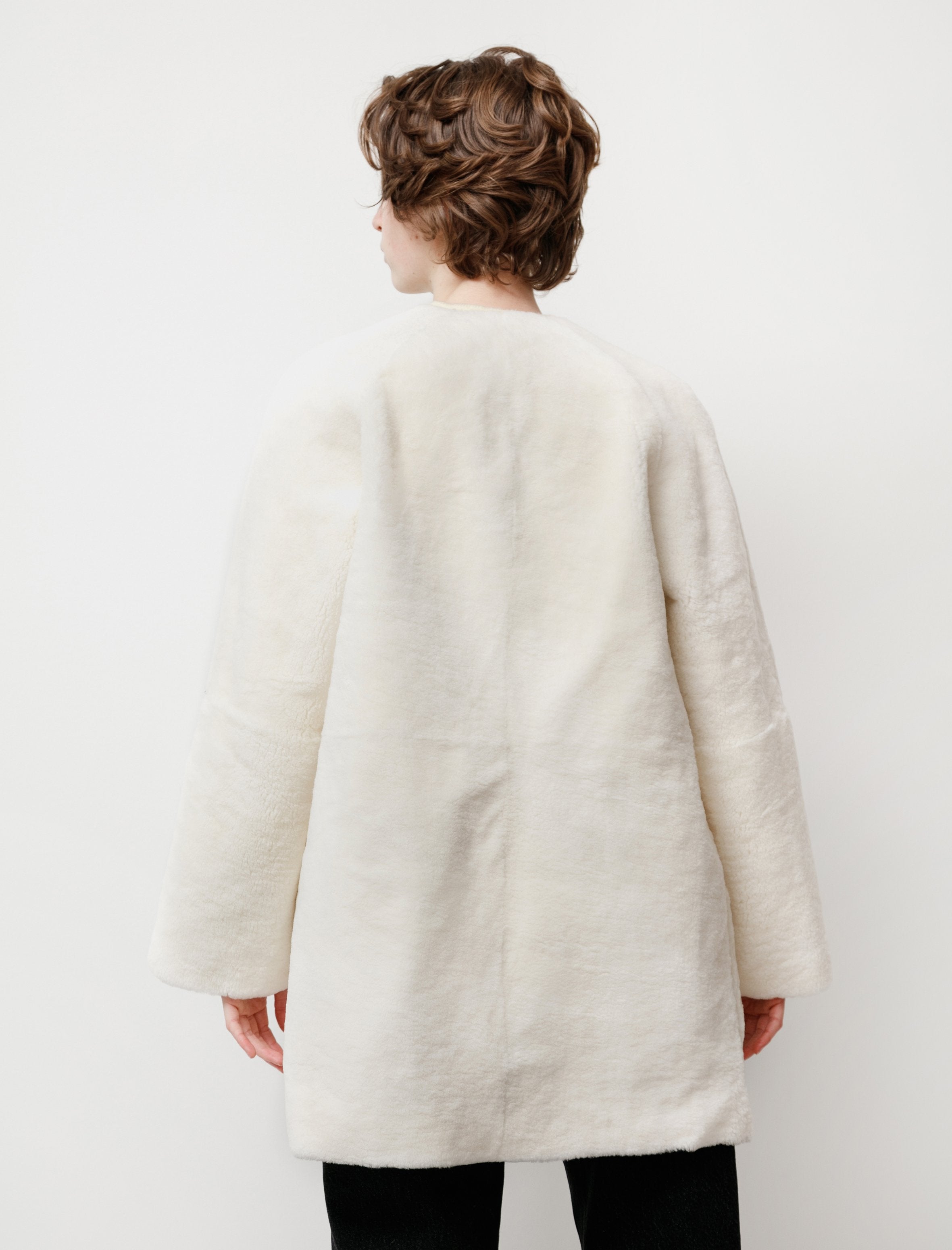 Y's by Yohji Yamamoto Reversible Enamel Shearling Coat - bLACK