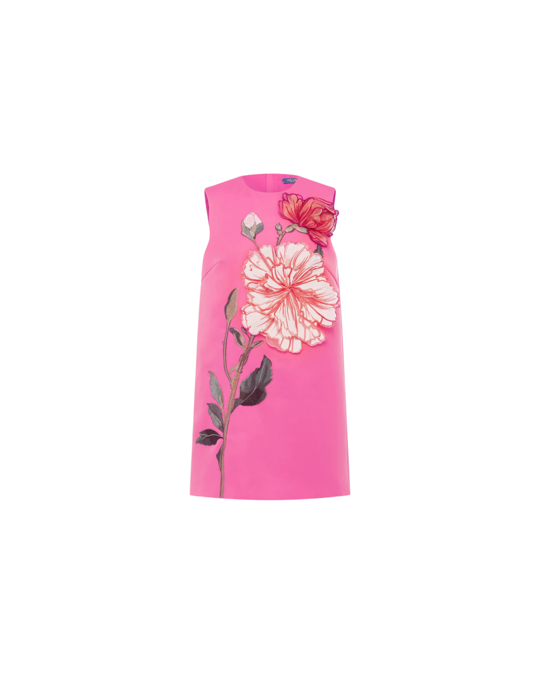 Leo Lin Yvonne Appliqué Floral Mini Dress - Peony Print in Fuchsia