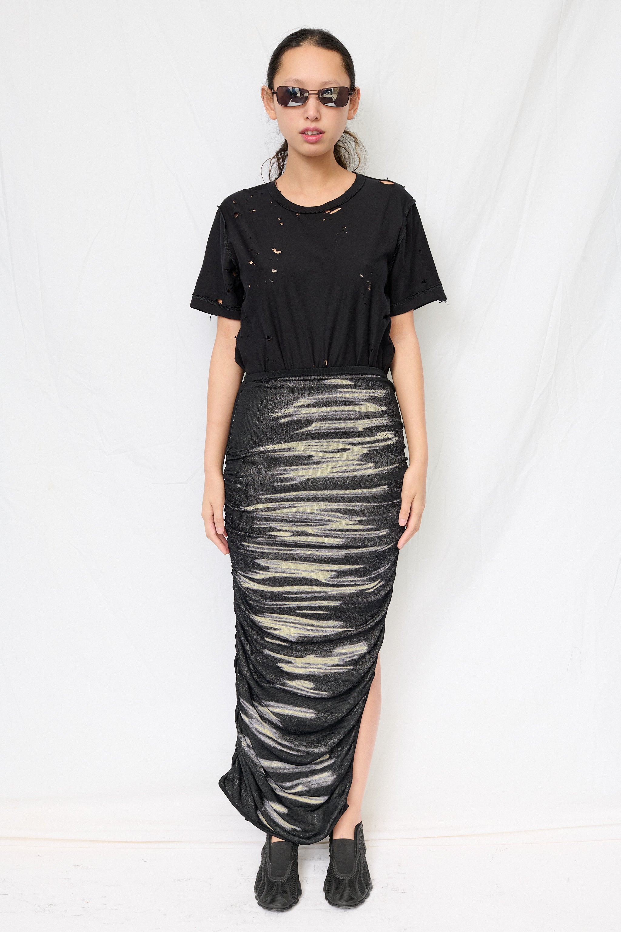 PH5 Yellow Sea Nile Lake Print Midi Skirt