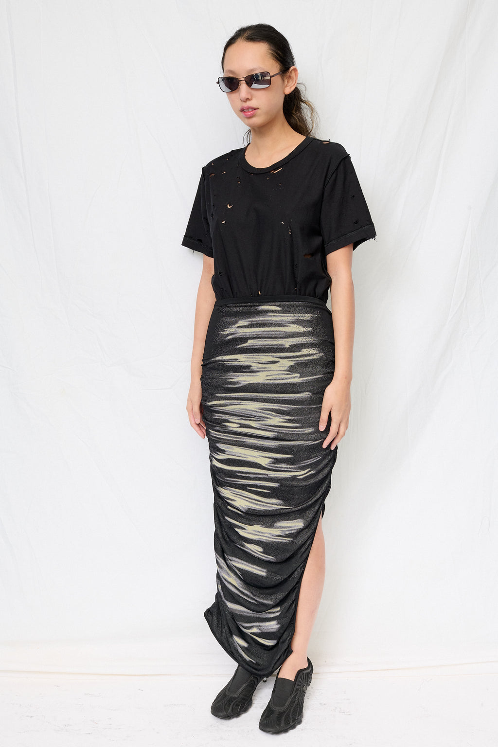 PH5 Yellow Sea Nile Lake Print Midi Skirt