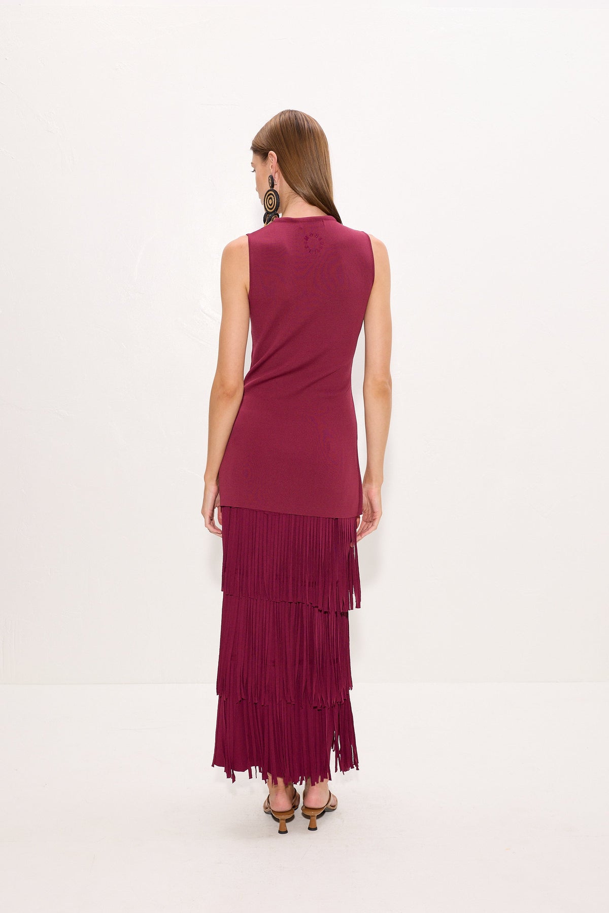 Simon Miller Za Za Knit Fringe Skirt - Pomegranate