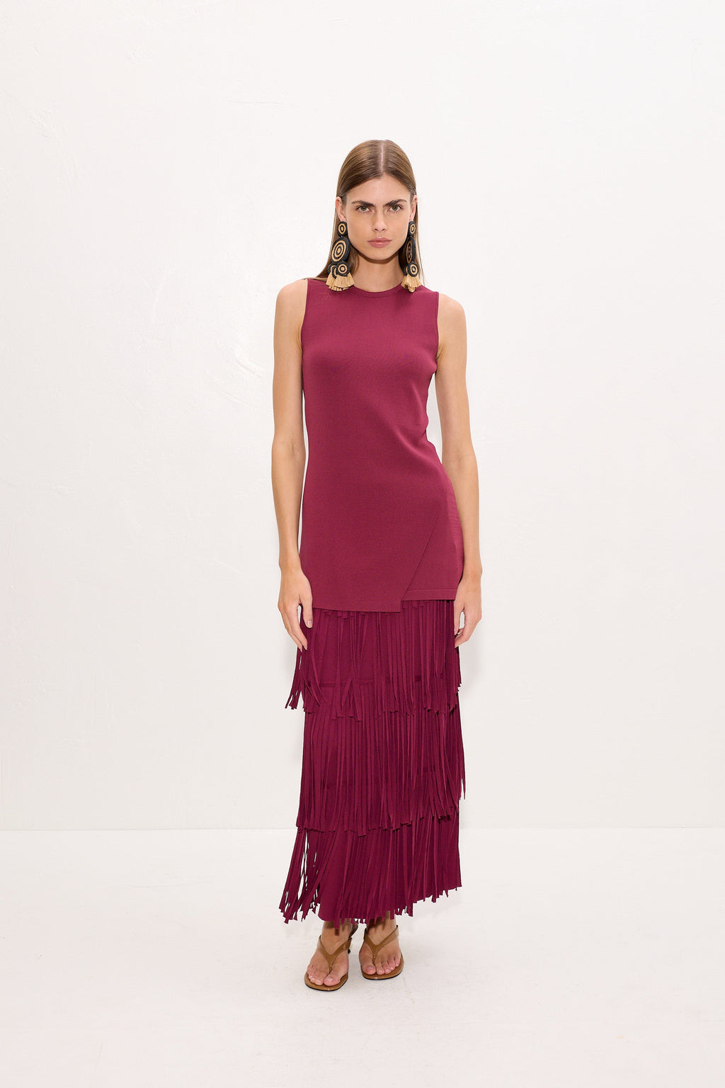 Simon Miller Za Za Knit Fringe Skirt - Pomegranate