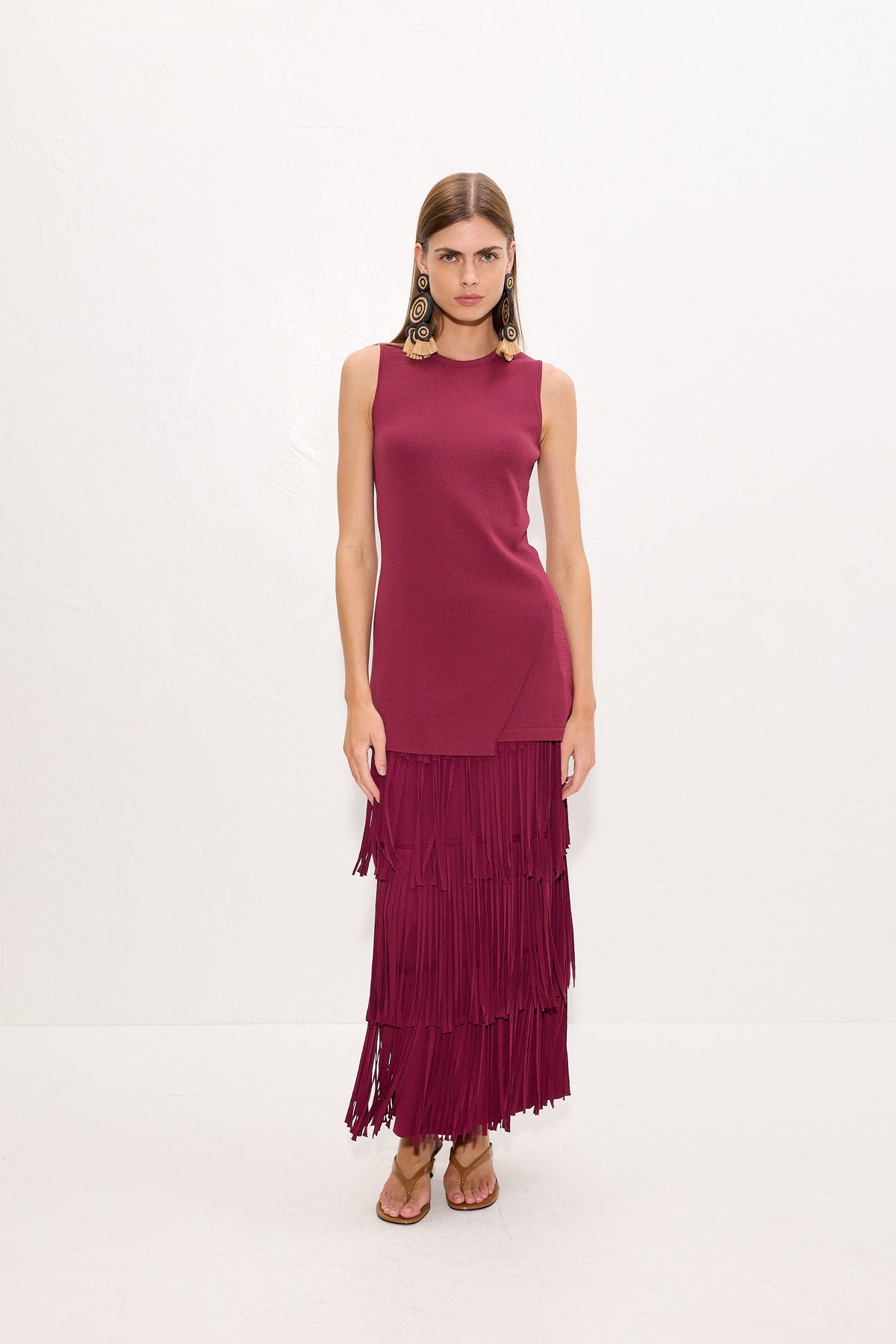 Simon Miller Za Za Knit Fringe Skirt - Pomegranate