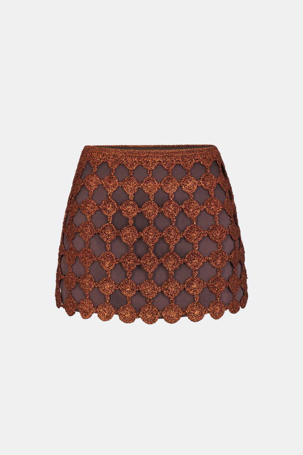 Simon Miller Zera Crochet Mini Skirt - Copper/Choco Brown