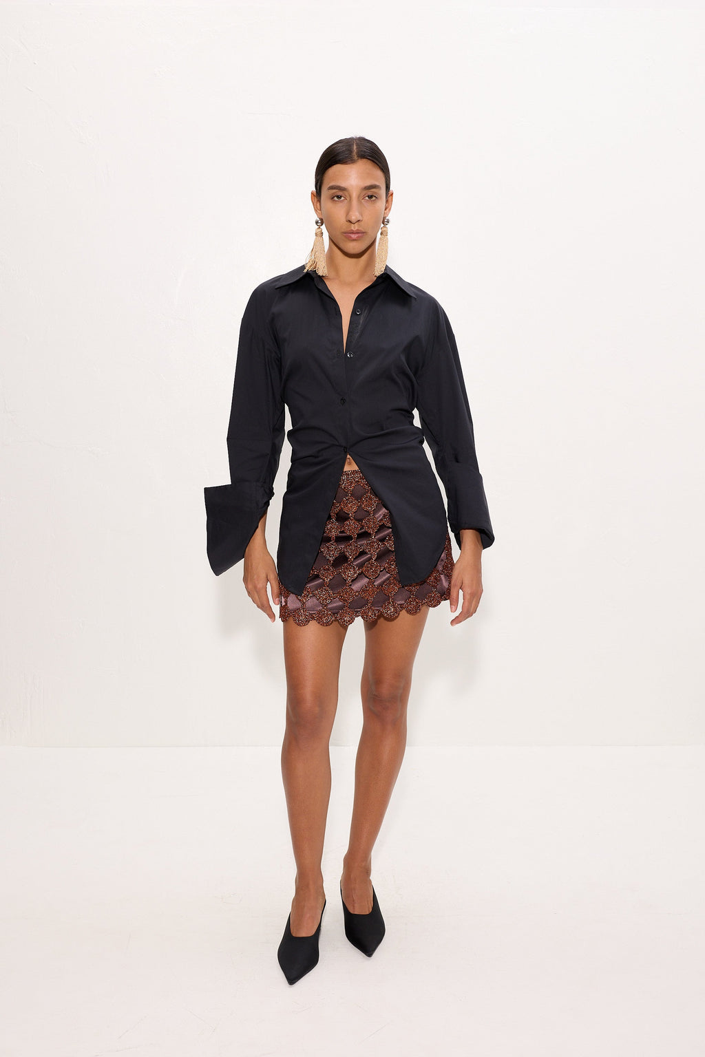 Simon Miller Zera Crochet Mini Skirt - Copper/Choco Brown