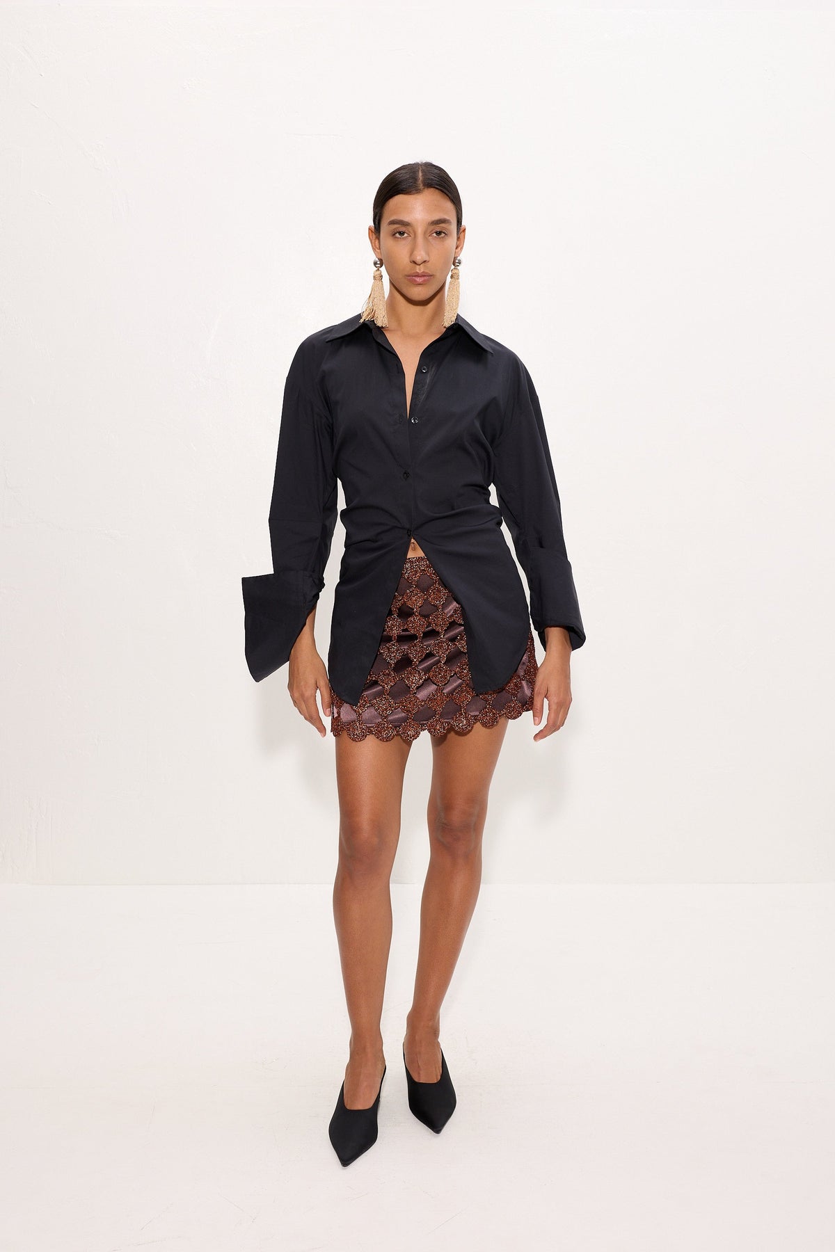 Simon Miller Zera Crochet Mini Skirt - Copper/Choco Brown