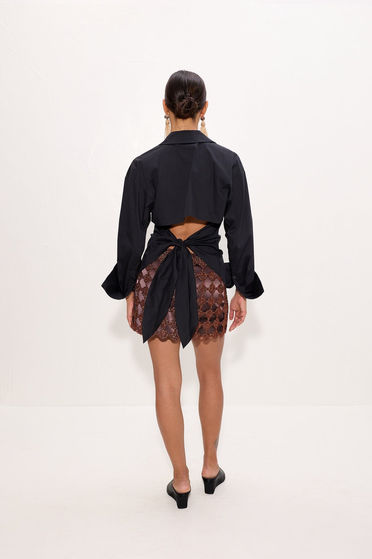 Simon Miller Zera Crochet Mini Skirt - Copper/Choco Brown