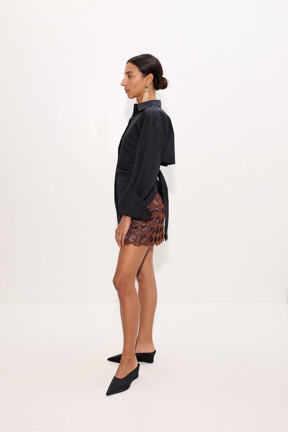 Simon Miller Zera Crochet Mini Skirt - Copper/Choco Brown
