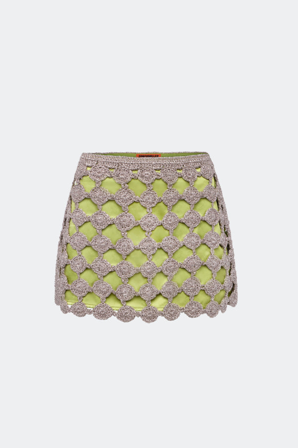 Simon Miller Zera Crochet Mini Skirt - Moss/Satellite Silver