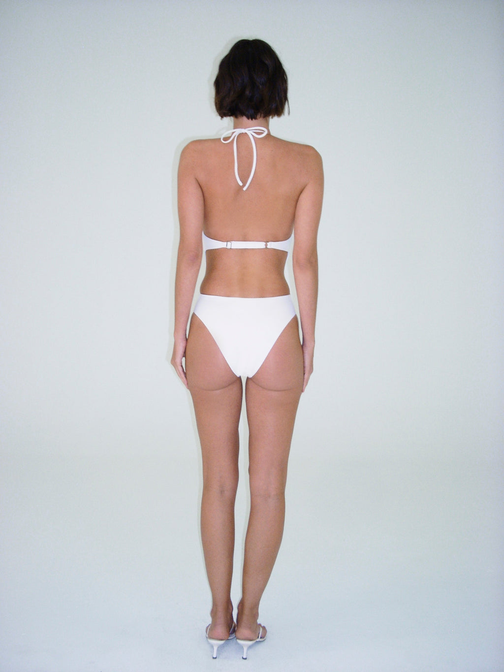 Ziah Plunge Halter One Piece Swimsuit - Ecru