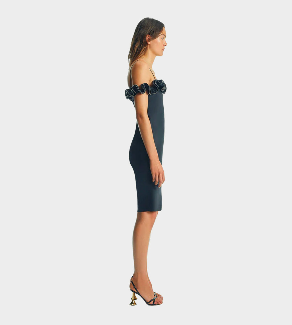 Coperni Zip Ruffle Dress - Black