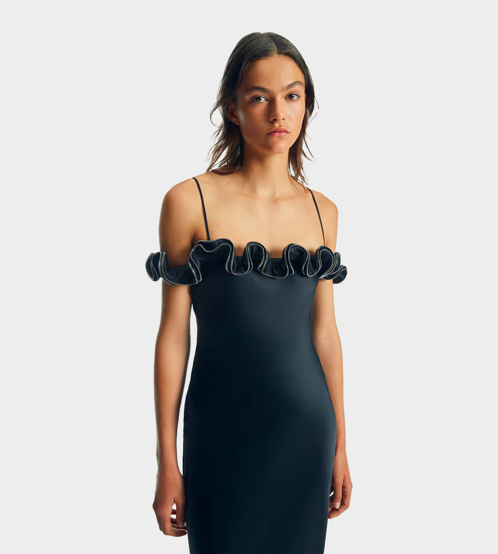 Coperni Zip Ruffle Dress - Black