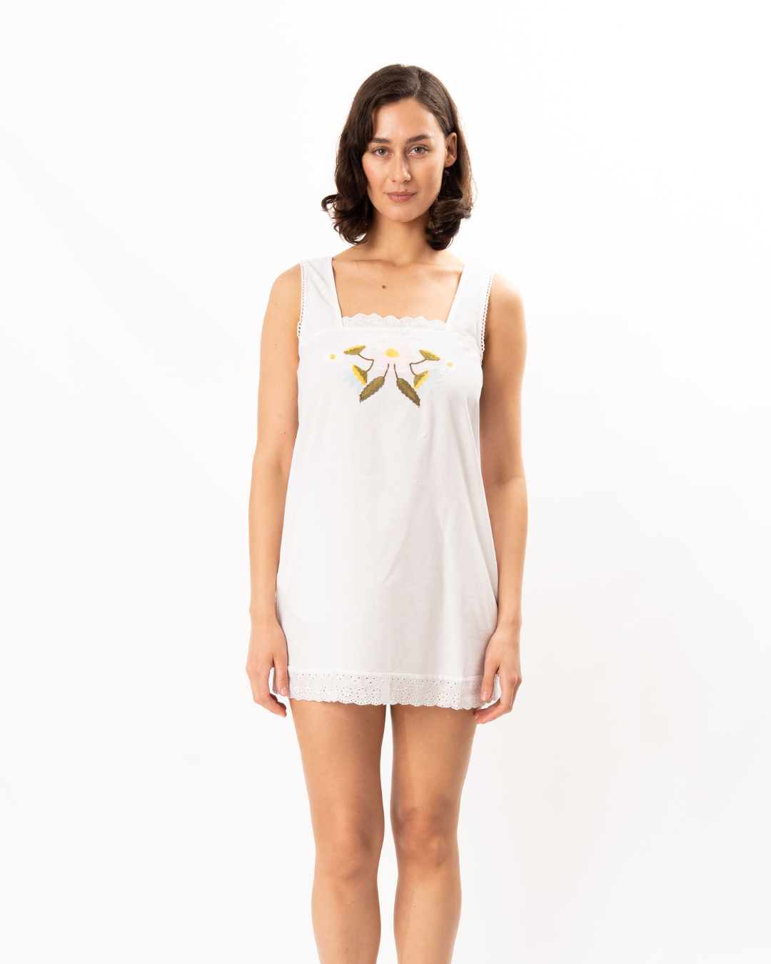 ciao lucia Edeme Embroidered Linen Dress - White