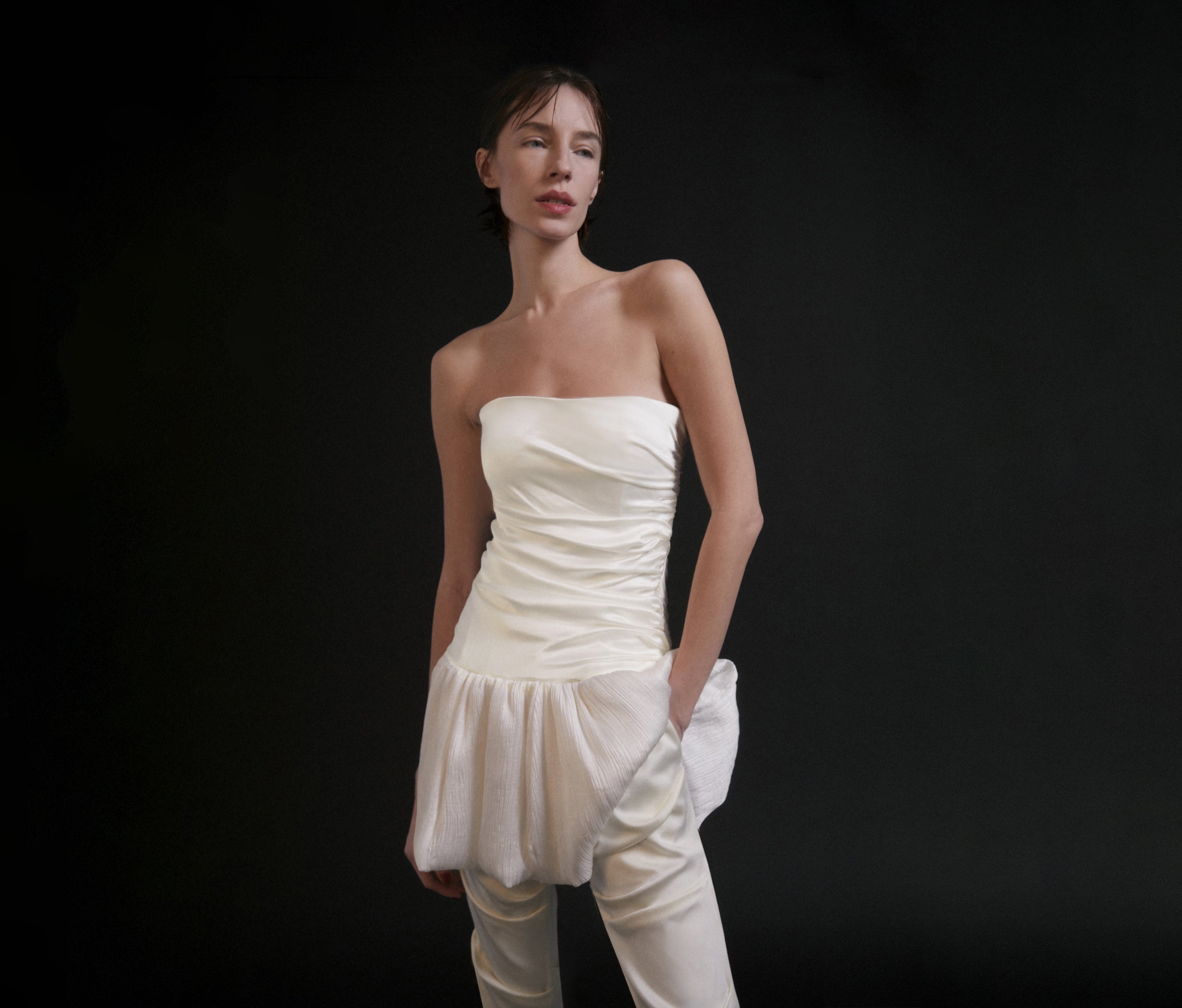 Luisa et La Luna Satine Strapless Top - Blanc