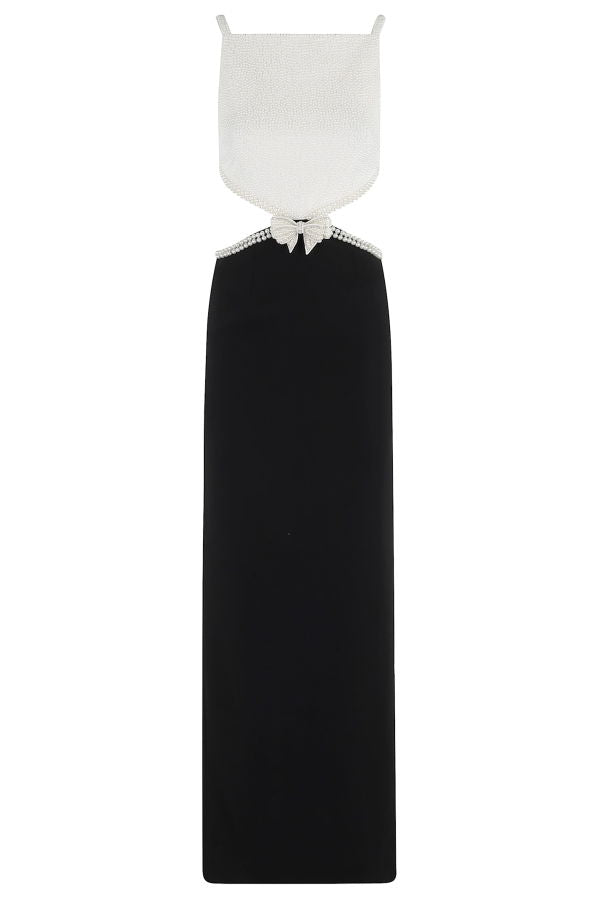 Self-Portrait Crepe Maxi Dress - Black White