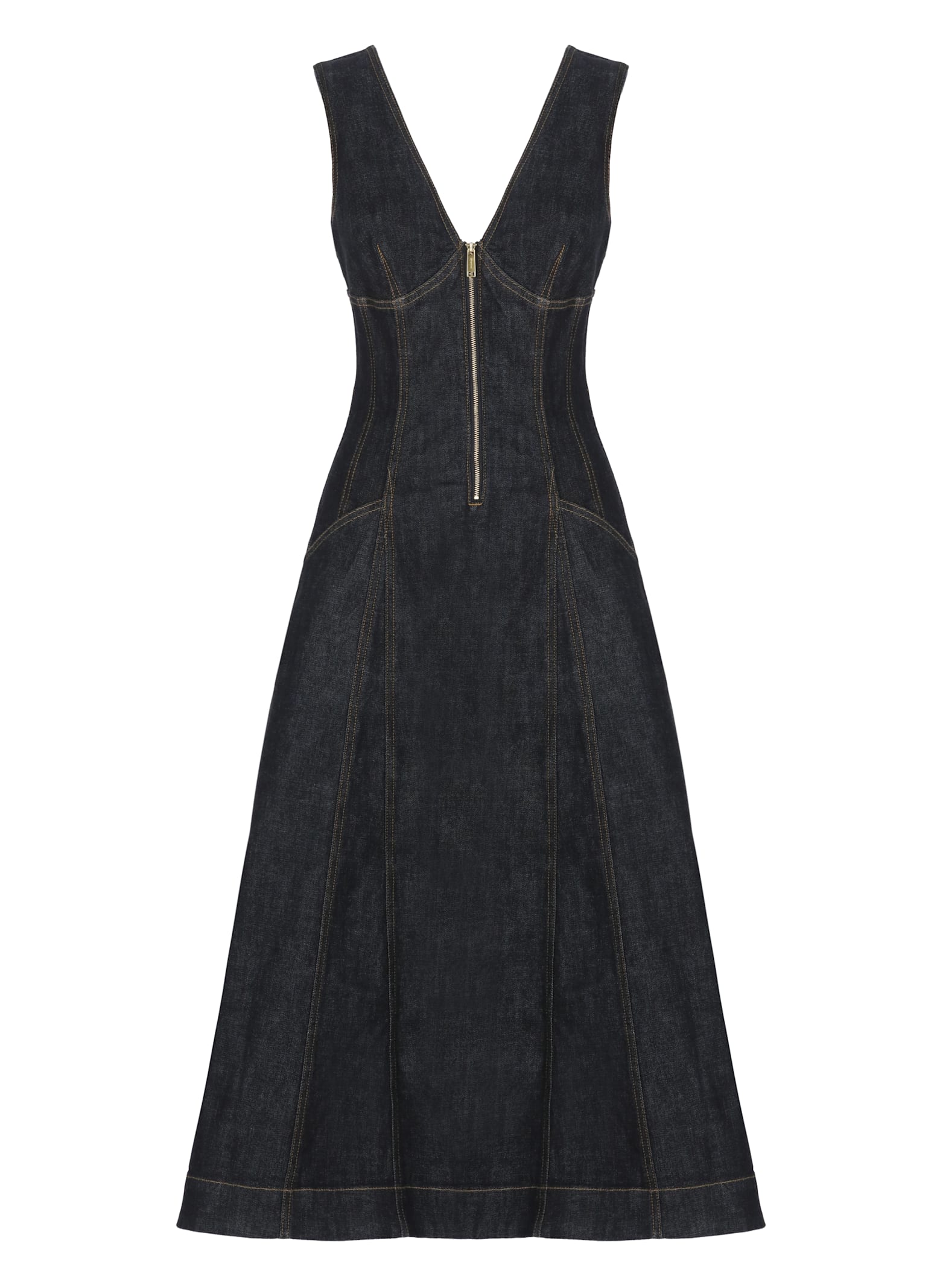 Self-Portrait Indigo Denim Midi Dress - Blue