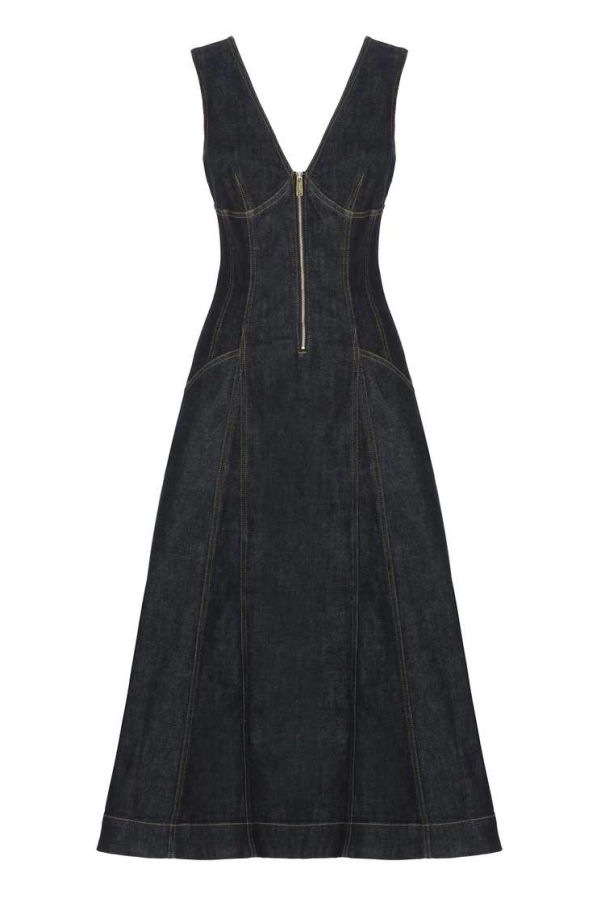 Self-Portrait Indigo Denim Midi Dress - Blue