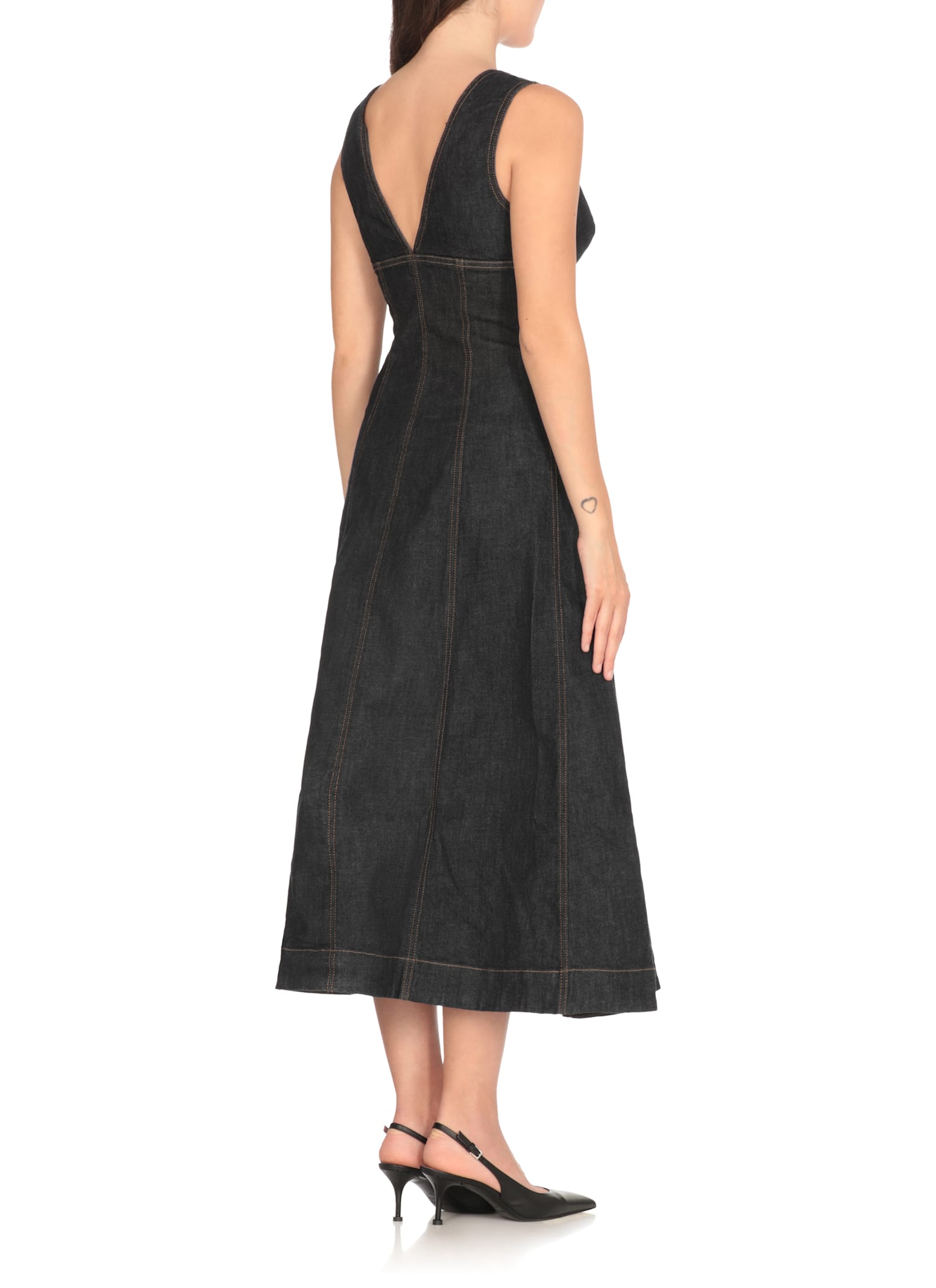 Self-Portrait Indigo Denim Midi Dress - Blue