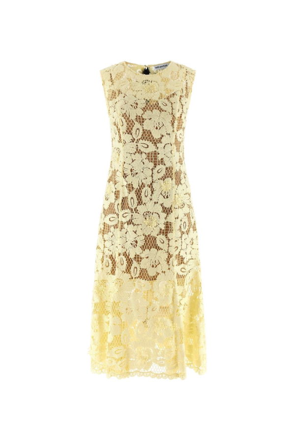 Self-Portrait Crochet Lace Floral Dress - Yellow