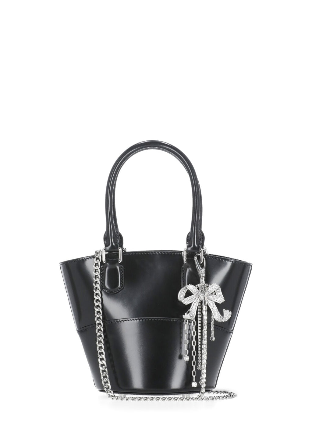 Self-Portrait Leather Shopping Bag - Black