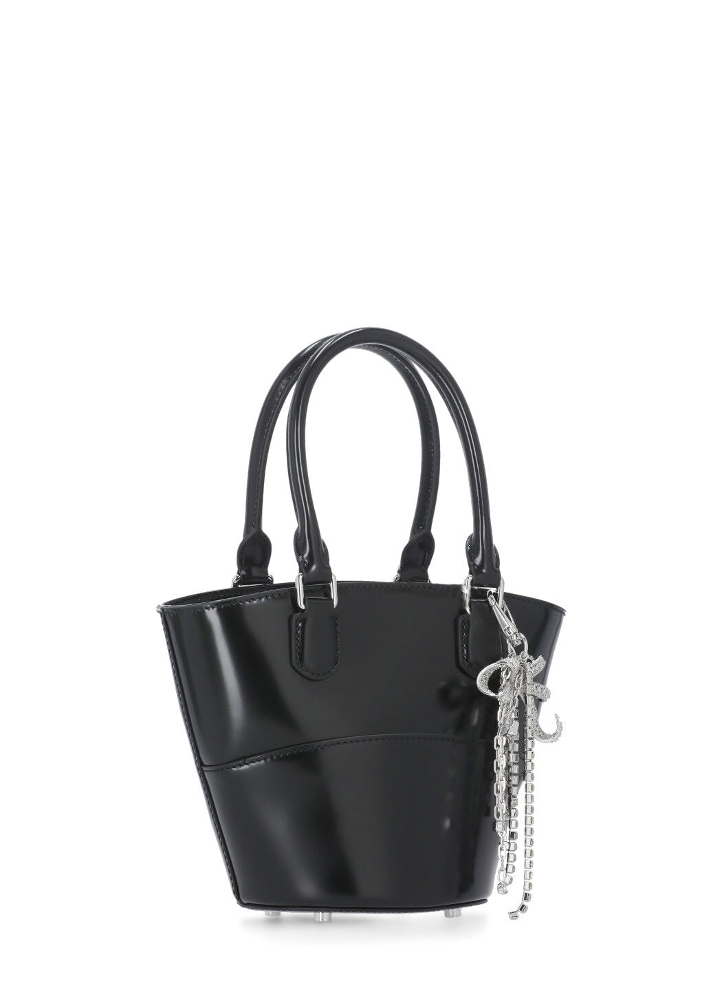 Self-Portrait Leather Shopping Bag - Black