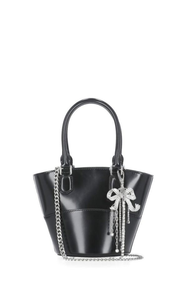 Self-Portrait Leather Shopping Bag - Black