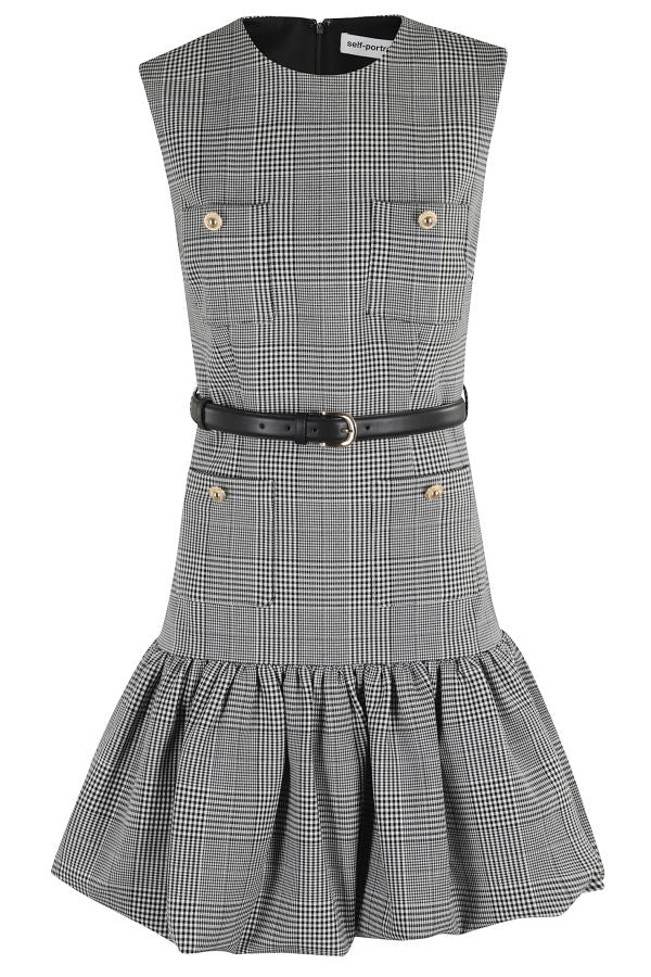 Self-Portrait Prince Of Wales Check Mini Dress - Black And White