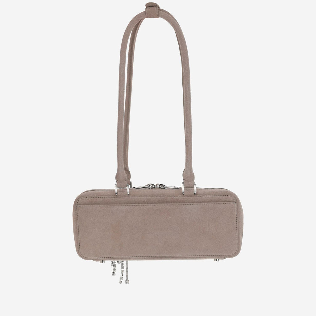 Self-Portrait Suede Baguette Shoulder Bag - Gray