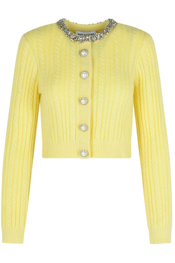 Self-Portrait Alpaca Blend Cardigan - Yellow