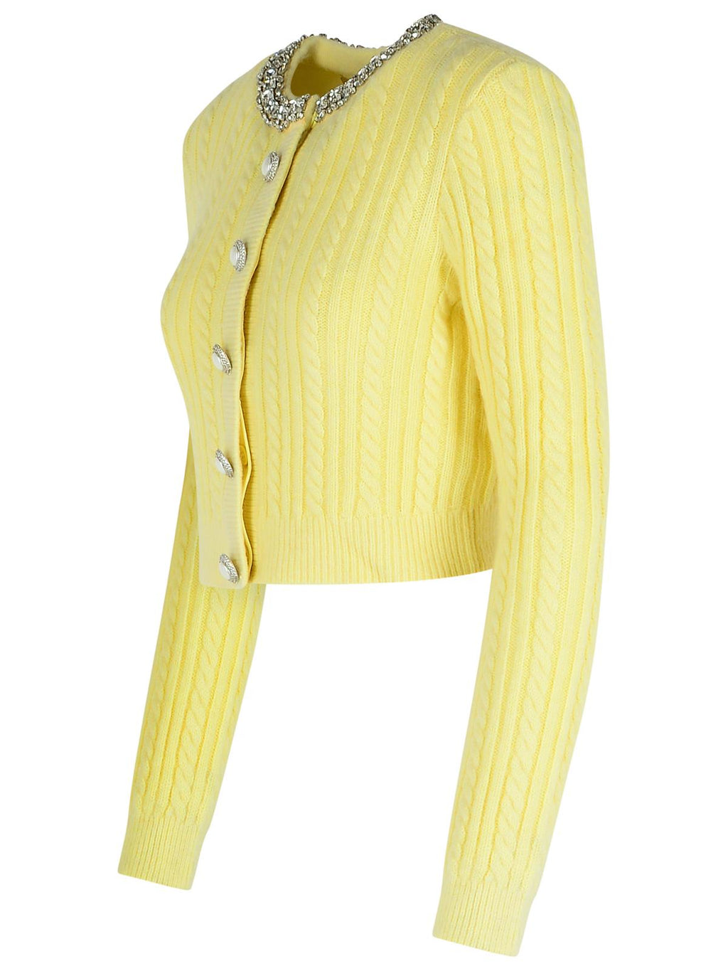 Self-Portrait Alpaca Blend Cardigan - Yellow