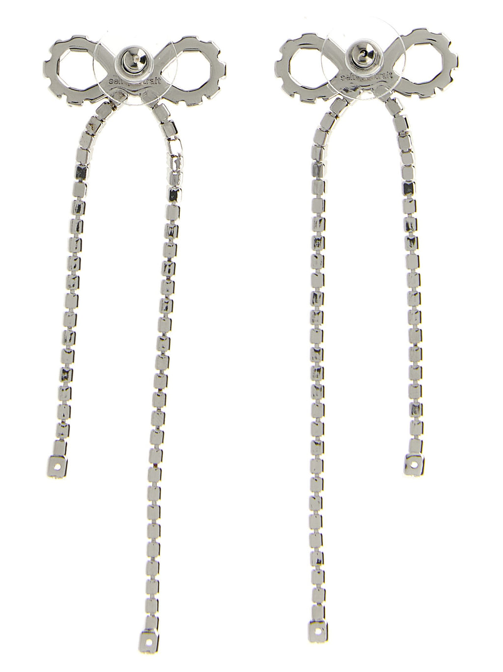 Self-Portrait Crystal Droplet Bow Earrings - Silver