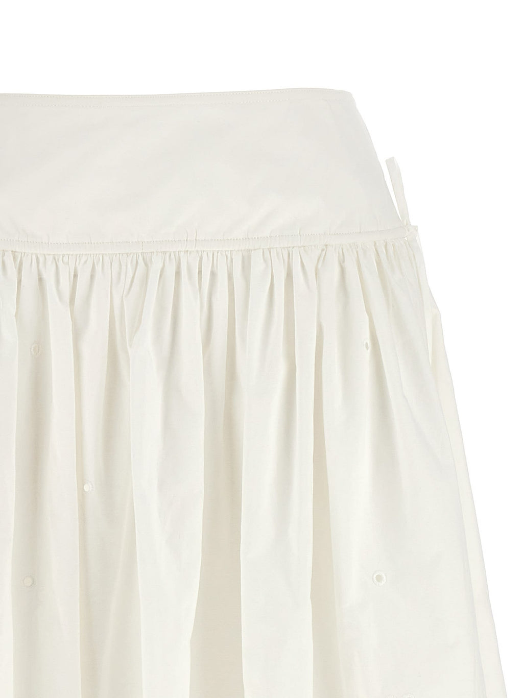 Self-Portrait Cotton Embroidered Midi Skirt - White
