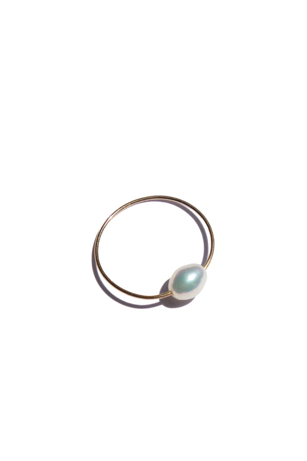 seree Eden Freshwater pearl skinny gold ring - 14k Gold Vermeil